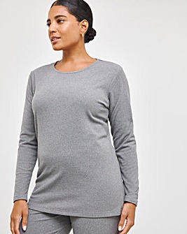 Thermal Brushed Fleece Long Sleeve Top - Grey