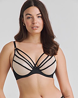 Simply Be Cora Mesh Strappy Plunge Bra Black