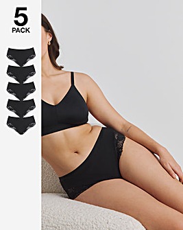 Pretty Secrets 5 Pack Midi Brazilian Knickers Black