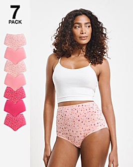 Pretty Secrets 7 Pack Full Fit Brief Knickers - Pink Hearts