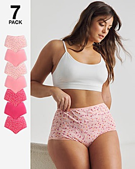 Pretty Secrets 7 Pack Full Fit Brief Knickers - Pink Hearts