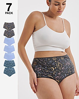 Pretty Secrets 7 Pack Full Fit Brief Knickers Star Print