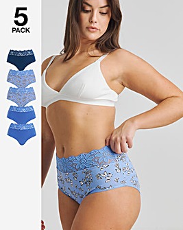 Pretty Secrets 5 Pack Lace Top Full Brief Knickers Butterfly