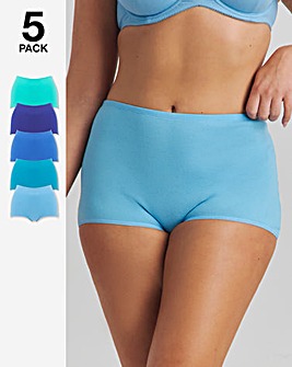 Pretty Secrets 5 Pack Comfort Short Knickers Blue Multi