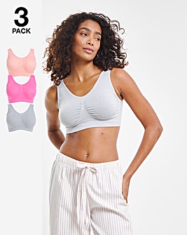 Pretty Secrets 3 Pack Plain Comfort Tops Pink/Grey