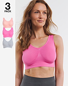 Pretty Secrets 3 Pack Plain Comfort Tops Pink/Grey