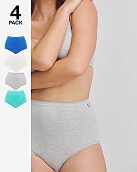 Slimma 4 Pack Cotton Full Brief Knickers - Blue Grey