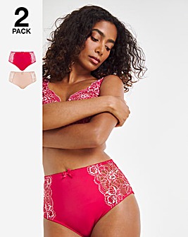 Pretty Secrets 2 Pack Ella Lace Brief Knickers Pink Multi