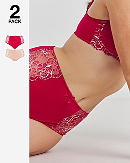 Pretty Secrets 2 Pack Ella Lace Brief Knickers Pink Multi