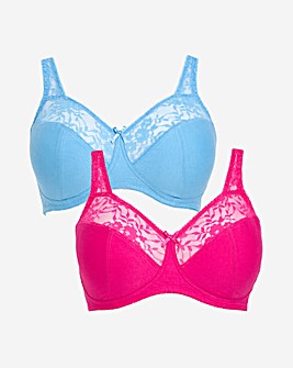 Pretty Secrets New Sarah 2 Pack Non Wired Full Cup Bras B-G Pink/Blue