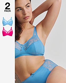 Pretty Secrets New Sarah 2 Pack Non Wired Full Cup Bras B-G Pink/Blue