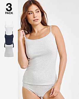 Pretty Secrets 3 Pack Cotton Vests - Grey/White/Navy