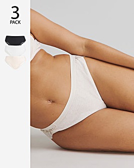 Pretty Secrets 3 Pack Harper Lace Rib Midi Brazilian Knickers