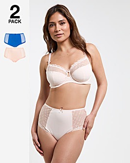 Pretty Secrets 2 Pack Rachel Embroidery Deep Briefs Blue/Cream