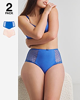 Pretty Secrets 2 Pack Rachel Embroidery Deep Brief Blue/Cream