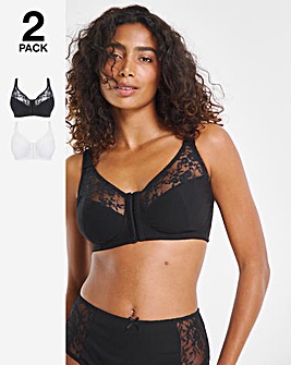 Pretty Secrets New Sarah 2 Pack Front Fastening Non Wired Full Cup Bras B-DD