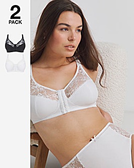 Pretty Secrets New Sarah 2 Pack Front Fastening Non Wired Full Cup Bras B-DD