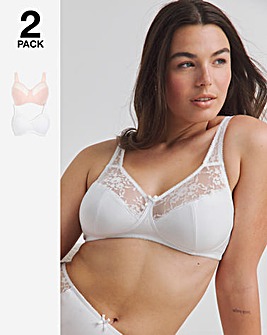 Sarah 2 Pack Non Wired Full Cup Bras B-G Blush/White