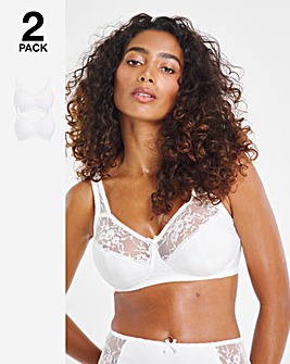 Pretty Secrets New Sarah 2 Pack Non Wired Full Cup Bras B-G White