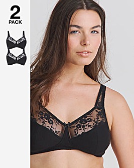 Pretty Secrets New Sarah 2 Pack Non Wired Full Cup Bras B-G Black