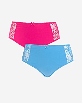 Pretty Secrets New Sarah 2 Pack Full Fit Brief Knickers Pink/Blue