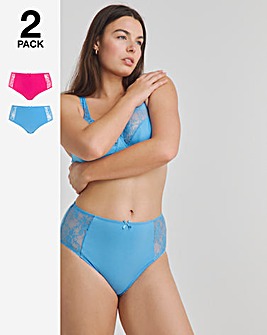 Pretty Secrets New Sarah 2 Pack Full Fit Brief Knickers Pink/Blue