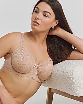 Pretty Secrets Ivy Lace Full Cup Wired Basic Bra B-G Almond