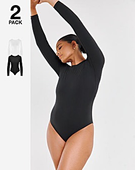 MAGISCULPT Light Control 2 Pack Smoothing Long Sleeve Bodysuits Black/White