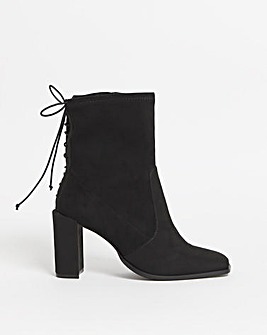 Amberg Lace Up Back Heeled Ankle Boots Wide Fit