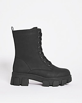 Lace Up Utility Ankle Boots Wide