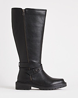 Baza Casual Zip Knee High Boots Wide Fit Curvy Plus Calf