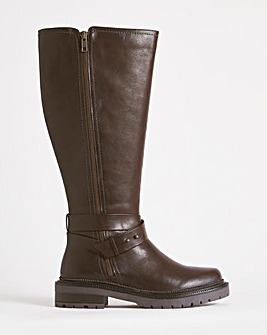 Baza Casual Zip Knee High Boots Ex Wide Fit Curvy Plus Calf