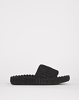 Ribbed Towelling Slider Slippers Ex Wide