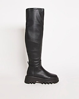 Catania Chunky Cleated Over Knee Boots Wide Fit Super Curvy Calf