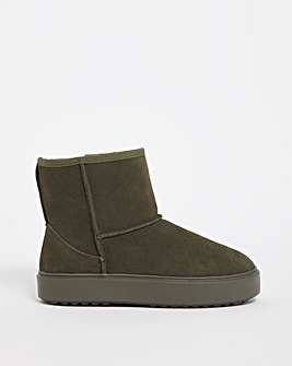 Gaby Suede Warm Lined Short Flatform Boots Wide Fit
