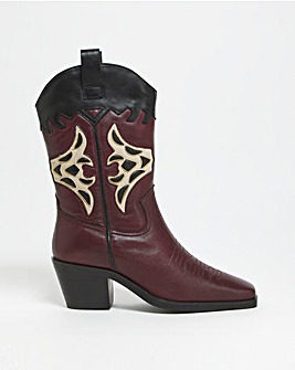Colour Block Western Calf Boots Wide