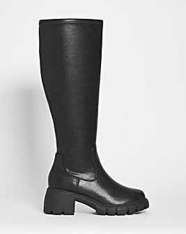 Hurst Stretch Block Knee High Boots Wide Fit Standard Calf