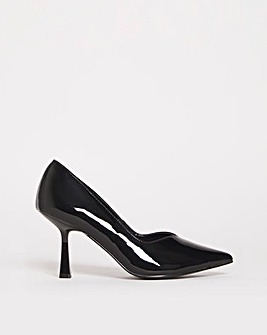 Lleida Sweetheart Cut Heeled Court Shoes Ex Wide Fit