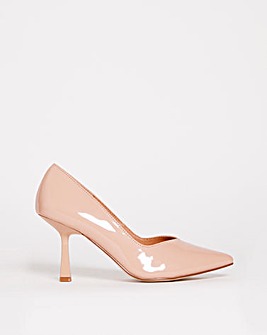 Lleida Sweetheart Cut Heeled Court Shoes Ex Wide Fit