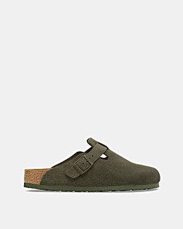 Birkenstock Classic Suede Boston Clogs - Thyme