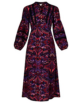 Monsoon Paisley Print Lace Midi Dress