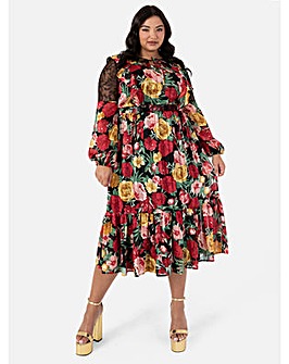 Lovedrobe Luxe Floral Lace Midi Dress