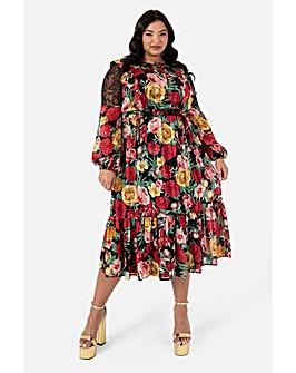 Lovedrobe Luxe Floral Lace Midi Dress