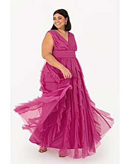 Anaya With Love Pink Ruffle Maxi Dress