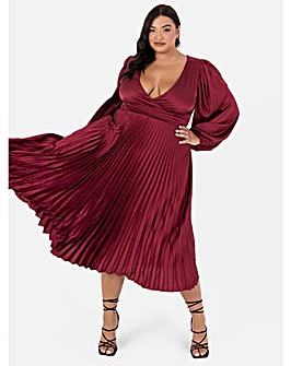 Lovedrobe Luxe Red Pleated Midi Dress