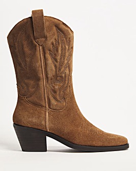 Shania Calf Height Western Boots Wide Fit