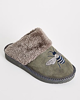 Ramona Bee Embroidered Suede Mule Ex Wide Fit
