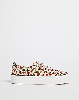 Cynthia Printed Cord Lace Up Trainer Ex Wide Fit