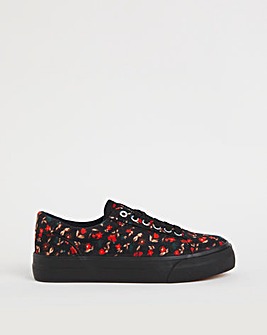 Cynthia Printed Cord Lace Up Trainer Wide Fit