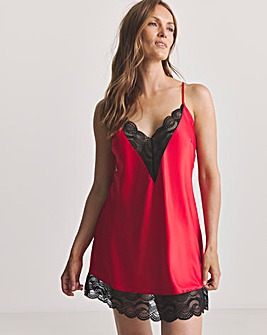 Ann Summers Adoration Satin and Lace Chemise Red/Black